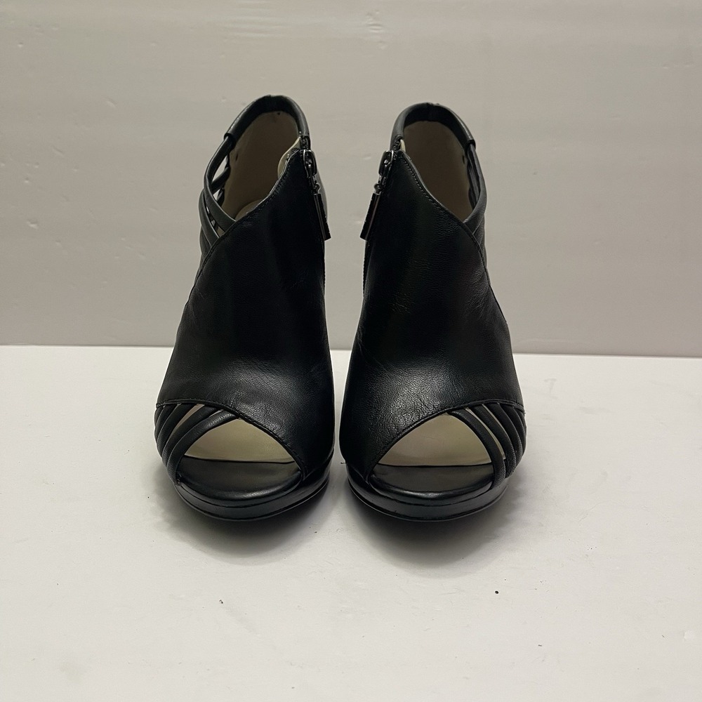 Calvin Klein Laraine Burnished Nappa High Heels Open Toe Black Women's Size 8M - Picture 1 of 9